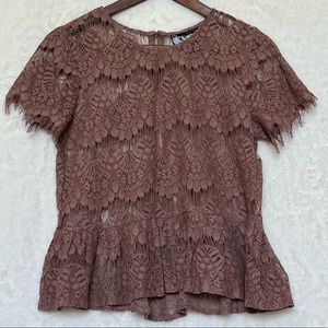 INNY Pink Short Sleeve Lace Top